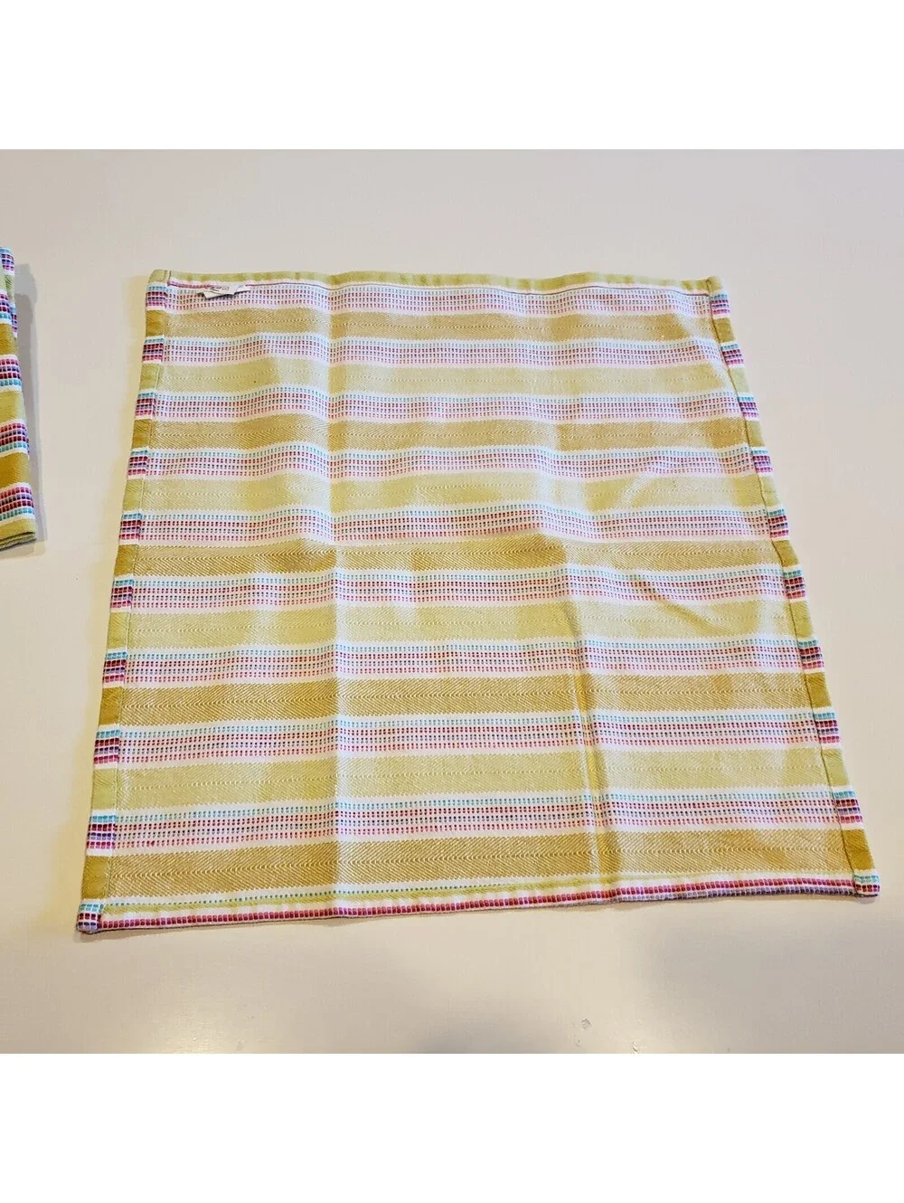 Boho Napkins Yellow Striped Woven 100% Cotton QTY4  Teal Red Pink Purple